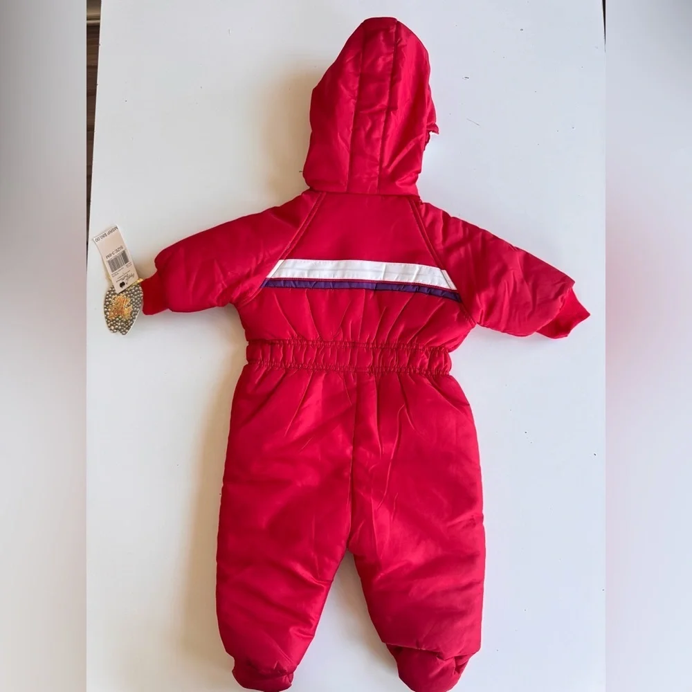 Apple Bottoms Girls Winter Snowsuit One Piece Red Hooded Full Zip 3-6 Months